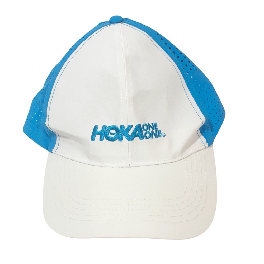 Hoka One Hat Cap Adjustable White Blue Time To Fly‎ Running Trucker Ball